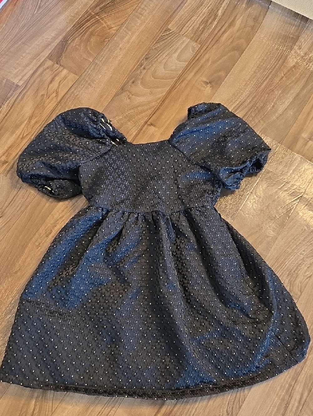 Girls' Black Puff-Sleeve Party Dress